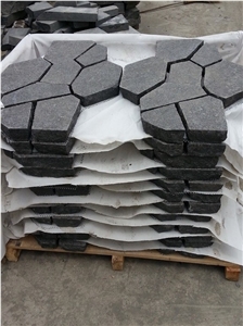 Fargo Meshed Flagstones, China Black Basalt Flagstone Patio, Flamed Basalt Road Paving, Courtyard/Walkway Pavers, G684 Black Basalt Flagstone Patio