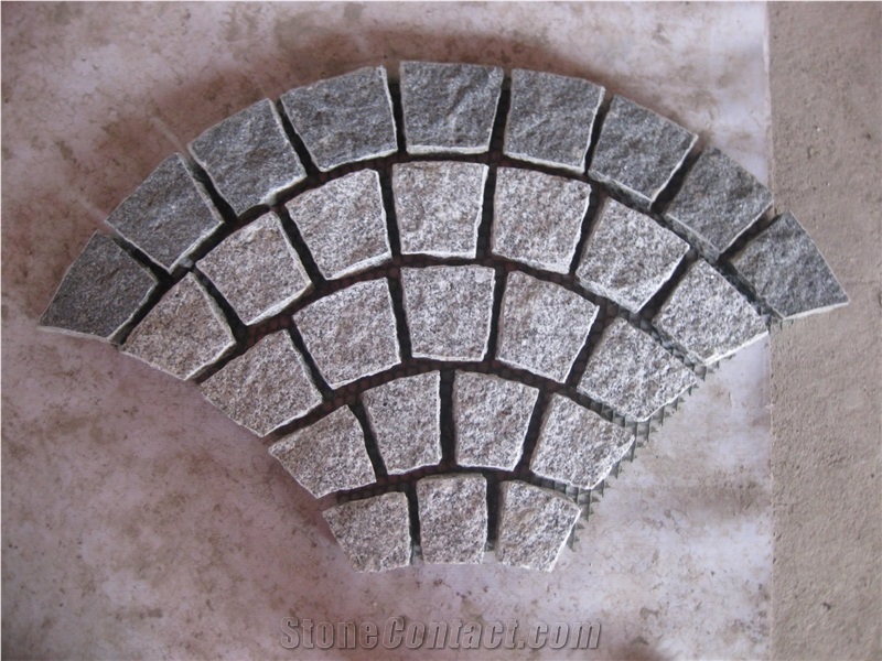 Fargo Natural Paving Stone on Fan Mesh, Chinese Granite G654+G603 Exterior Paving Pattern Pavers for Courtyard/Driveway/Garden Stepping/Walkway