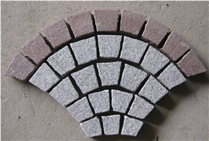 Fargo Natural Paving Stone on Fan Mesh, Chinese Granite G654+G603 Exterior Paving Pattern Pavers for Courtyard/Driveway/Garden Stepping/Walkway