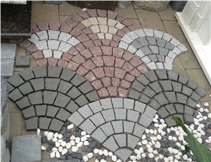 Fargo Natural Paving Stone on Fan Mesh, Chinese Granite G654+G603 Exterior Paving Pattern Pavers for Courtyard/Driveway/Garden Stepping/Walkway