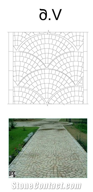 Fargo Natural Paving Stone on Fan Mesh, Chinese Granite G654+G603 Exterior Paving Pattern Pavers for Courtyard/Driveway/Garden Stepping/Walkway