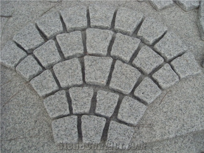 Fargo Natural Paving Stone on Fan Mesh, Chinese Grey Granite,Gg603 Granite Exterior Paving Pattern Pavers for Courtyard/Driveway/Garden Stepping/Walkway
