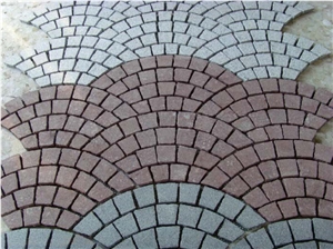 Fargo Natural Paving Stone on Fan Mesh, Chinese Grey Granite,Gg603 Granite Exterior Paving Pattern Pavers for Courtyard/Driveway/Garden Stepping/Walkway
