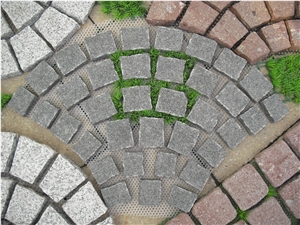 Fargo Natural Paving Stone on Fan Mesh,Padang Dark Granite Exterior Paving Pattern Pavers for Courtyard/Driveway/Garden Stepping/Walkway
