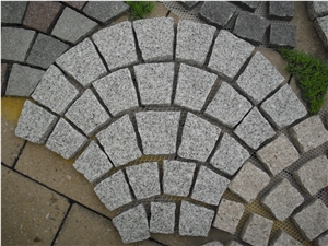 Fargo Natural Tumbled Paving Stone on Fan Mesh, Chinese Grey Granite G603 Exterior Paving Pattern Pavers for Courtyard/Driveway/Garden Stepping/Walkway