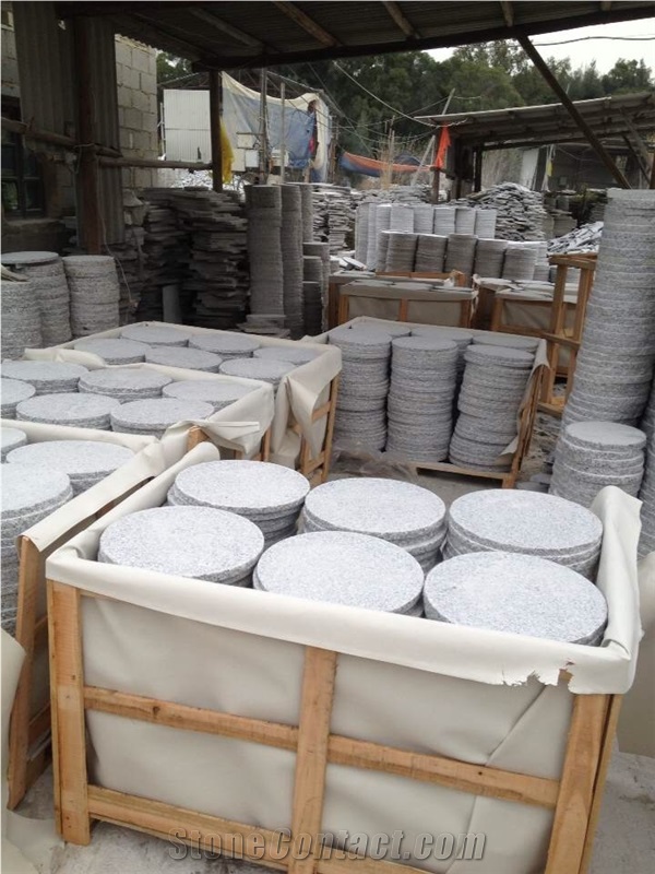 Fargo Round G603 Stepping Stone, Chinese Granite Paving Stone, Exterior Flamed Garden Step Pavers, Grey Granite Round Pavement