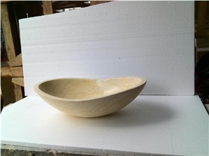 Fargo Sunny Yellow Marble Oval Basins, Beige Yellow Marble Polished Wash Basins