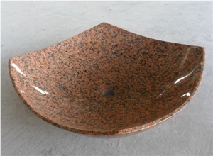 Fargo Tianshan Red Granite Quadrangle Wash Bowls, Red Granite Vessel Sinks, Chinese Red Granite Polished Wash Basins