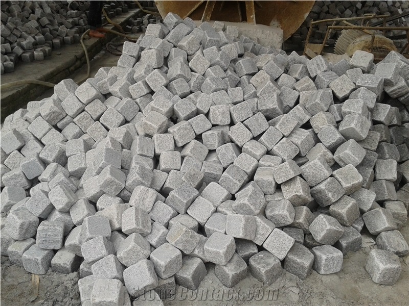 Fargo Tumbled/Antique Cube/Cobble Stone, Grey Granite G603 Paving Stone Cobble Setts Courtyard/Driveway Paving Stone, Classic Grey Granite Driveway Paving Stone