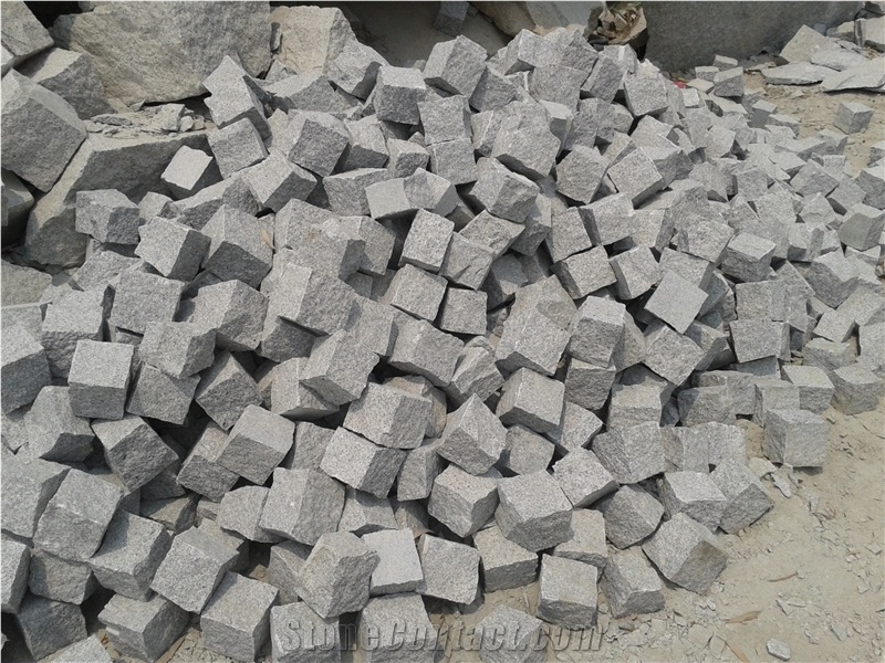 Fargo Tumbled/Antique Cube/Cobble Stone, Grey Granite G603 Paving Stone Cobble Setts Courtyard/Driveway Paving Stone, Classic Grey Granite Driveway Paving Stone