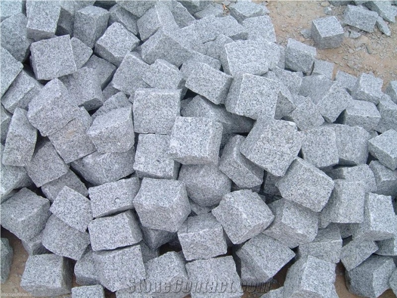 Fargo Tumbled/Antique Cube/Cobble Stone, Grey Granite G603 Paving Stone Cobble Setts Courtyard/Driveway Paving Stone, Classic Grey Granite Driveway Paving Stone