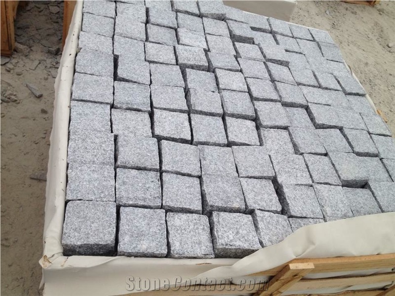 Fargo Tumbled/Antique Cube/Cobble Stone, Grey Granite G603 Paving Stone Cobble Setts Courtyard/Driveway Paving Stone, Classic Grey Granite Driveway Paving Stone