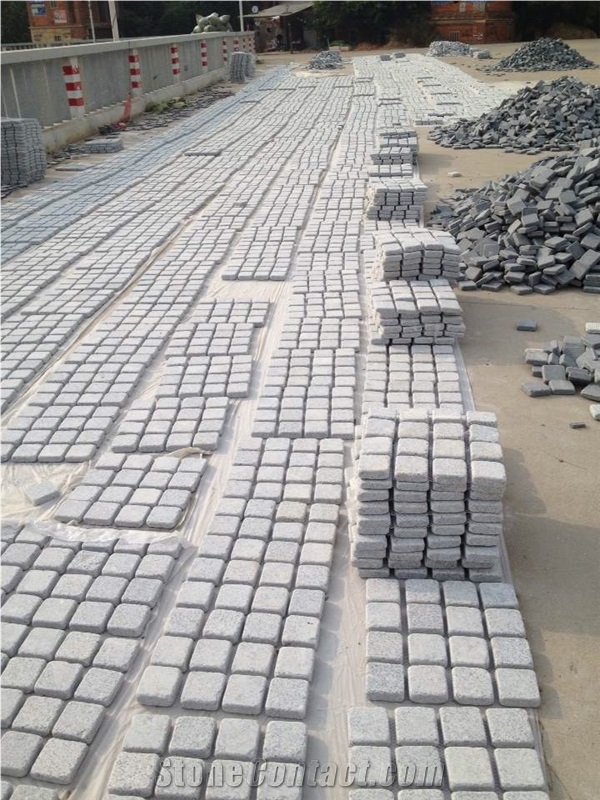 Fargo Tumbled Paving Mesh, Chinese G603 Grey Granite Exterior Paving Pattern Cube Stone for Courtyard/Driveway/Garden Stepping/Walkway