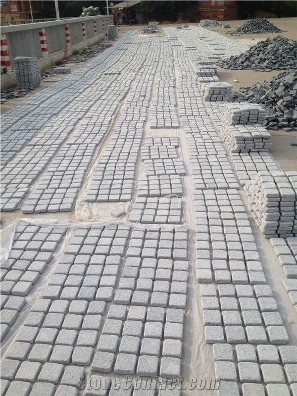 Fargo Tumbled Paving Mesh, Chinese G603 Grey Granite Exterior Paving Pattern Cube Stone for Courtyard/Driveway/Garden Stepping/Walkway