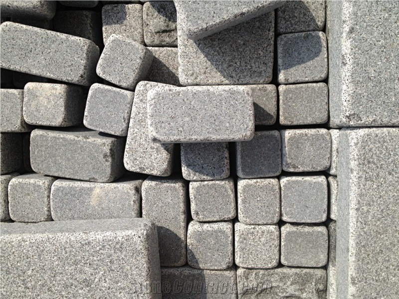 Fargo Tumbled Paving Mesh, Chinese G603 Grey Granite Exterior Paving Pattern Cube Stone for Courtyard/Driveway/Garden Stepping/Walkway