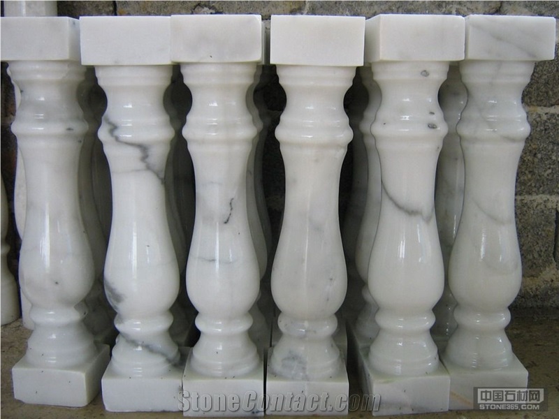 Fargo White Marble Balustrade & Railigs, Guangxi White Marble Balustrades, China Carrara White Marble Staircase Rails, Polished Marble Handrail/Baluster