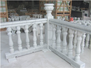 Fargo White Marble Balustrade & Railigs, Guangxi White Marble Balustrades, China Carrara White Marble Staircase Rails, Polished Marble Handrail/Baluster