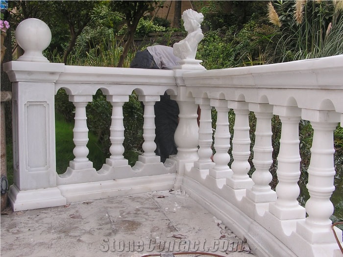 Fargo White Marble Balustrade & Railigs, Guangxi White Marble Balustrades, China Carrara White Marble Staircase Rails, Polished Marble Handrail/Baluster