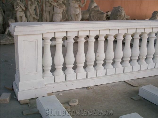Fargo White Marble Balustrade & Railigs, Guangxi White Marble Balustrades, China Carrara White Marble Staircase Rails, Polished Marble Handrail/Baluster
