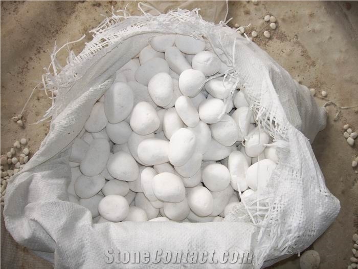 Fargo White Natural Pebbles, Tumbled White Pebble Stone, River Stone/Pebble Stone for Walkway/Driveway Paving