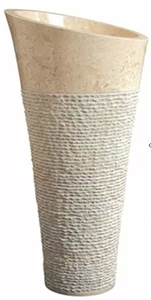 Fargo Yellow Marble Pedestal Basin, Egyptian Beige Marble Polished + Natural Grinding Wash Basins