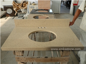 Beige Artificial Quartz Man-Made Quartz Bathroom Vanity Top, Custom Engineering Bath Top Set Beige Artificial Quartz Man-Made Quartz Bathroom Vanity Top, Custom Engineering Bath Top Set