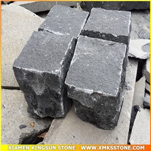 Hainan Black Basalt Cube Stone, Cobble Stone, Paving Stone - All Natural Split