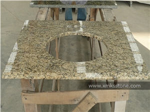 Tiger Skin Yellow Granite Bathroom Vanity Top, Custom Vanity Tops