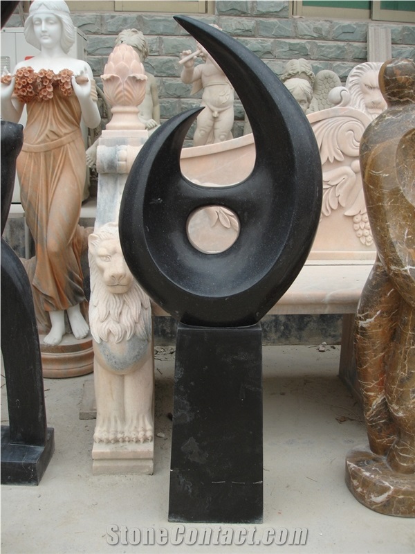 Abstract Black Limestone Statue Sculpture, Black Limestone Statues