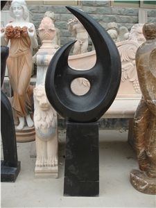 Abstract Black Limestone Statue Sculpture, Black Limestone Statues