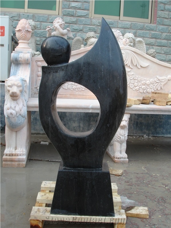 Abstract Black Limestone Statue Sculpture, Black Limestone Statues
