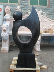 Abstract Black Limestone Statue Sculpture, Black Limestone Statues