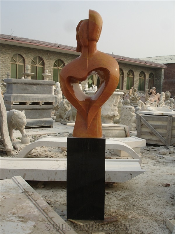Abstract Statue Sculpture by Marble, Yellow / Black Marble Statues