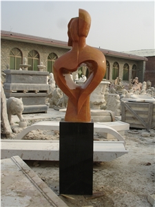 Abstract Statue Sculpture by Marble, Yellow / Black Marble Statues