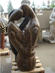 Abstract Statue Sculpture by Marble, Yellow / Black Marble Statues