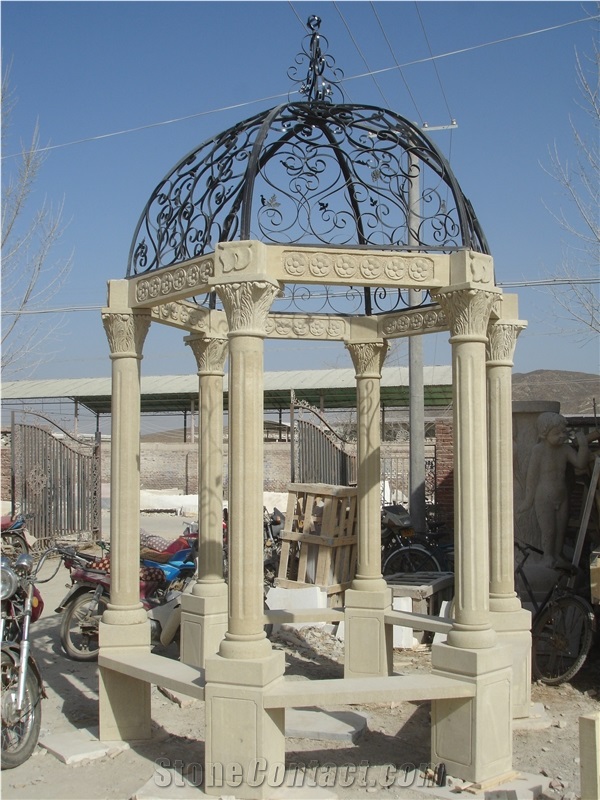 Beige Sandstone Gazebo with Column Design
