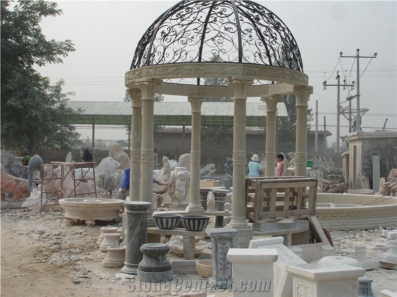 Beige Sandstone Gazebo with Column Design
