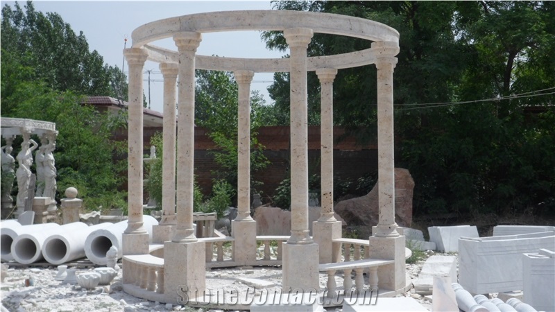 Beige Sandstone Gazebo with Column Design