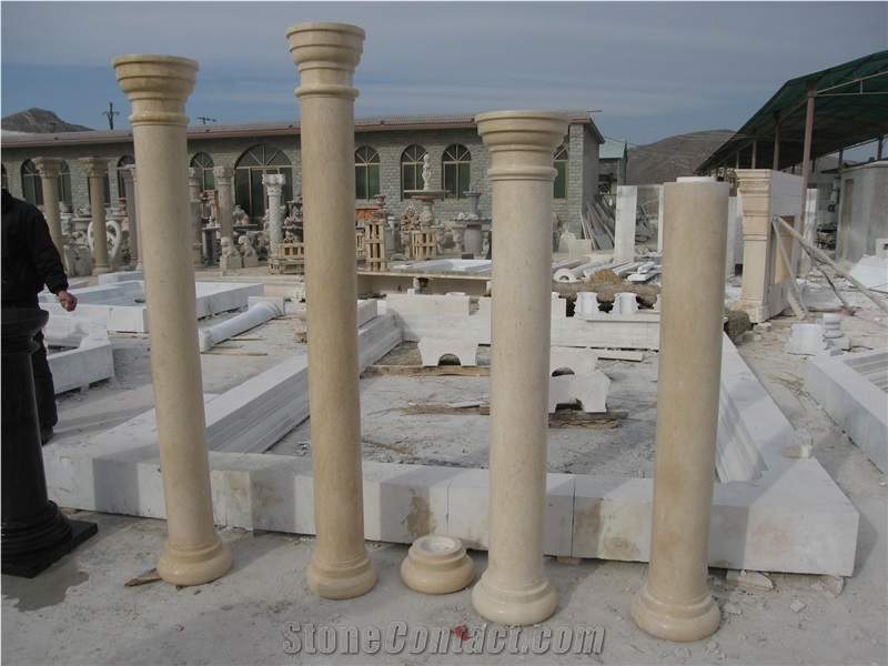 China Beige Marble Solid Column
