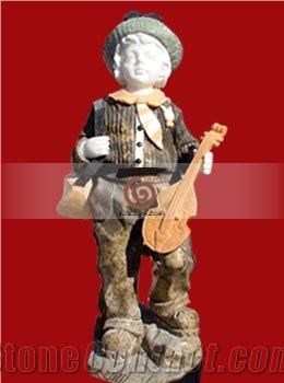 Hand Carved Beige Marble Child Statue,Human Sculpture