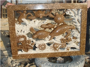 Hand Carved Brown Marble Balustrade, Brown Marble Balustrade & Railings