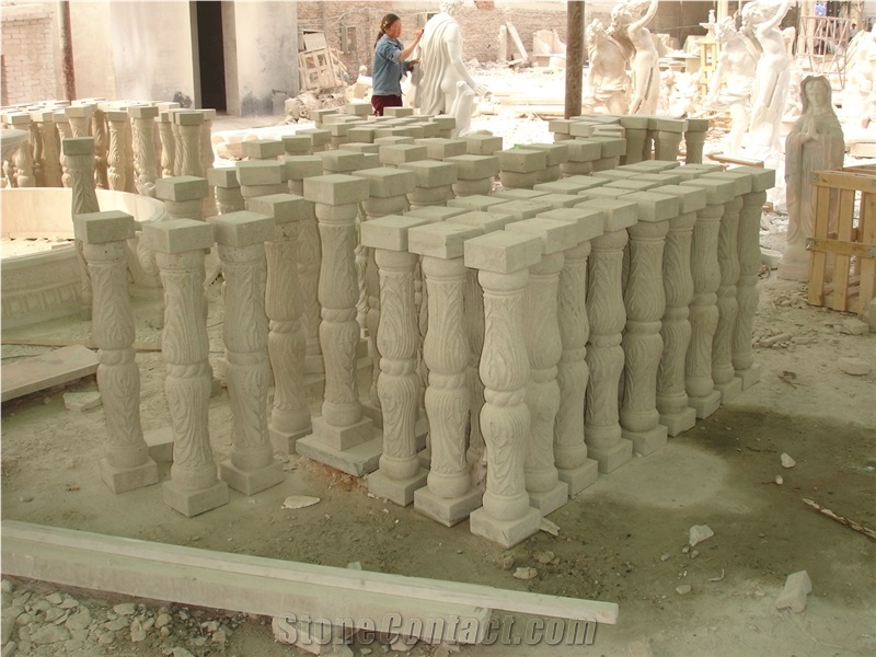 Hand Carved Brown Marble Balustrade, Brown Marble Balustrade & Railings