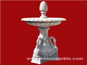 Hand Carved Crane Fountain, White Marble Fountain