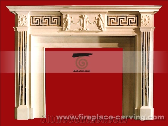 Hand Carved Marble Fireplace Mantel