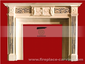 Hand Carved Marble Fireplace Mantel with Mixed Color