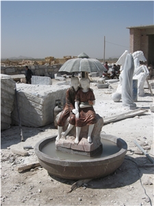 Hand Carved Marble Fountain with Statue Sculpture