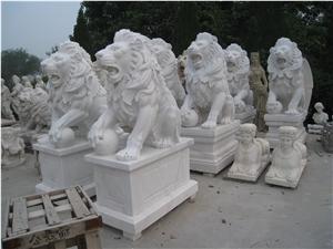 Hand Carved Pink Marble Chinese Kylin Sculpture & Statute