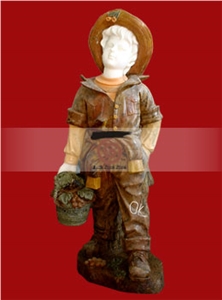 Hand Carved Red Marble Human Child Statue Sculpture Hand Carved Red Marble Human Child Statue Sculpture