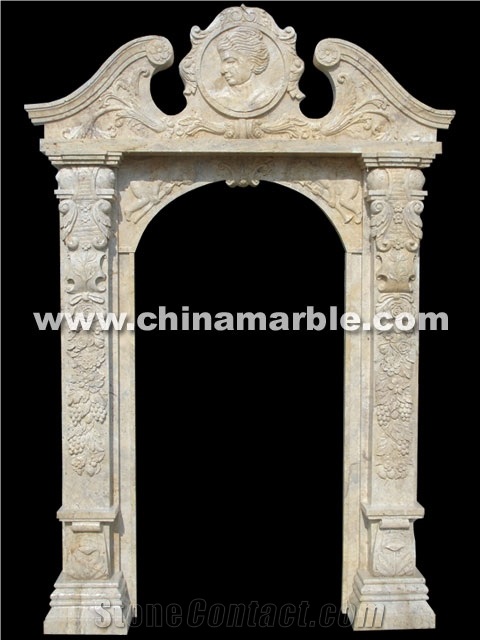 Hand Carved Travertine Door Surround, Beige Travertine Door Surround