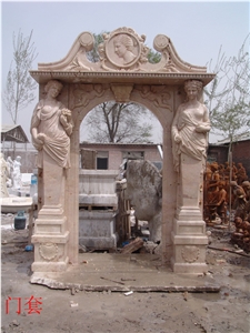 Hand Carved Travertine Door Surround, Beige Travertine Door Surround